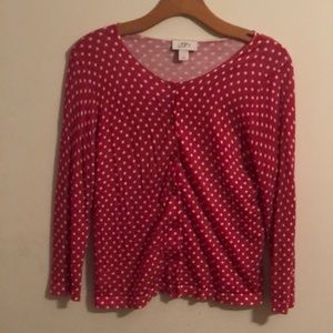 Ann Taylor Loft Red Polka Dot Thin Cardigan Size M